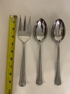 Hampton Forge Evansville Frosted Stainless Crisscross Pattern 3 Serving Utensils - Picture 1 of 2