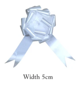 Celebrations, Occasions and Gift Wrapping POLY RIBBON PULL BOWS 50mm WHITE - Picture 1 of 7