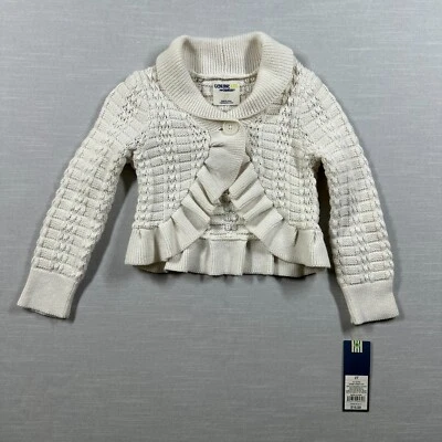 OshKosh Cardigan Girl 2T White Holiday Cover Little Ruffles Knit Genuine Kids - Image 1 of 4