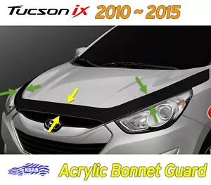 Acrylic Bonnet Guard Garnish Deflector D-650 Black for Hyundai Tucson 2010~15 - Picture 1 of 12