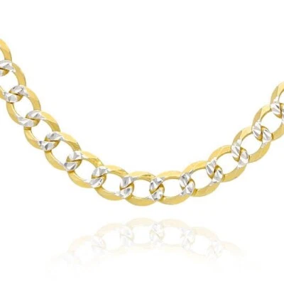 Cadena cubana pavé de oro de 18 quilates sobre plata de 5 mm con corte de diamante (eslabones sólidos) de 18"-24" Foto 1 de 4