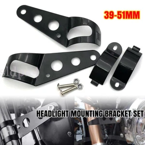 Universal Motorcycle Motorbike Headlight Mount Bracket For 39mm-51mm Fork Clamp - Picture 1 of 9
