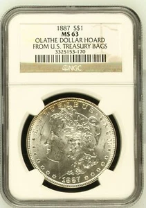 Dólar de plata Morgan 1887 P NGC MS-63 - Imagen 1 de 2