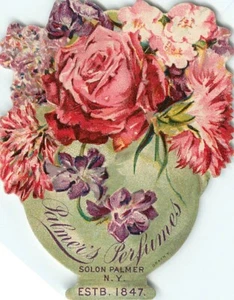 1904 Victorian Trade Card Palmers Perfumes Die Cut Embossed New York - Picture 1 of 4