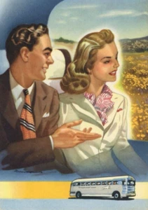 1946 Greyhound Picture Map Of USA Amerika - Bild 1 von 3