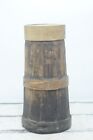 Rare Antique/Vintage Primitive Tall Dark Brown Wood Stave Firkin Apple Barrel