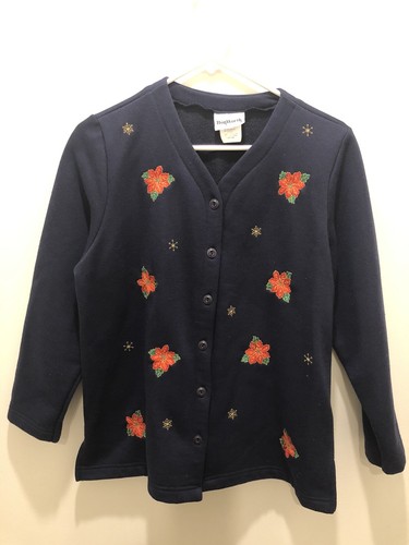 VETEMENTS Giacca Natalizia BonWorth Donna Piccola Petite Pile Bottoni Con Poinsettas