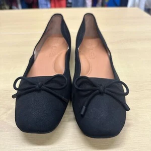 GENTLE SOULS Sailor Bow Ballet Flats Black Suede Comfort Size 6.5 NWOT - Picture 1 of 10