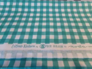 1 YD X44" VINTAGE TEAL GREEN CHECKS /MODA DEB STRAIN NEW COTTON #8756 - Picture 1 of 4