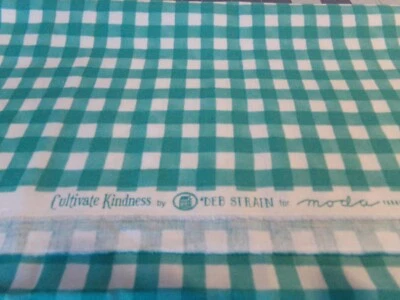 1 YD X44" VINTAGE TEAL GREEN CHECKS /MODA DEB STRAIN NEW COTTON #8756 - Image 1 of 4