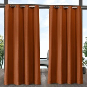 Exclusive Home Indoor Outdoor Cabana Curtain Panel Pair Mecca Orange 54 x 84 - Picture 1 of 6