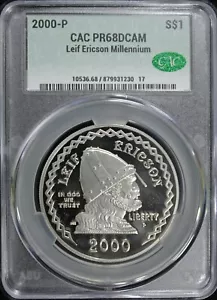 2000-P $1 Leif Ericson CAC PR68 DCameo. Millennium. (2531985) - Picture 1 of 4