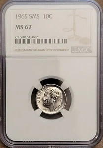 1965 SMS ROOSEVELT DIME 10C NGC CERTIFIED MS 67 - Picture 1 of 2