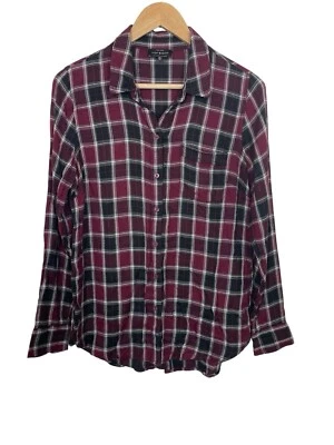 Женская рубашка в клетку на пуговицах Lucky Brand вискоза черная бордовая размер средний - Изображение 1 из 4