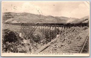 Postcard White Pass & Yukon Railway Bridge Alaska c1919 Skagway CDS Cancel - Picture 1 of 2