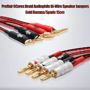 Cable puente altavoz HIFI 2 PIEZAS cobre puro trenza de 6 núcleos bi-cable pala banana 15 cm - Imagen 1 de 7