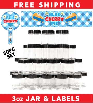 3oz Food Grade Jars & Top - Waterproof Top & Side Label Set - Tamper ( 50pack ) - Image 1 of 4