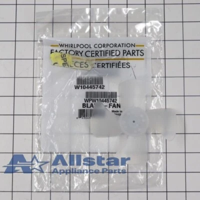 Congelador Whirlpool, hoja de ventilador de refrigerador WPW10445742 Foto 1 de 4