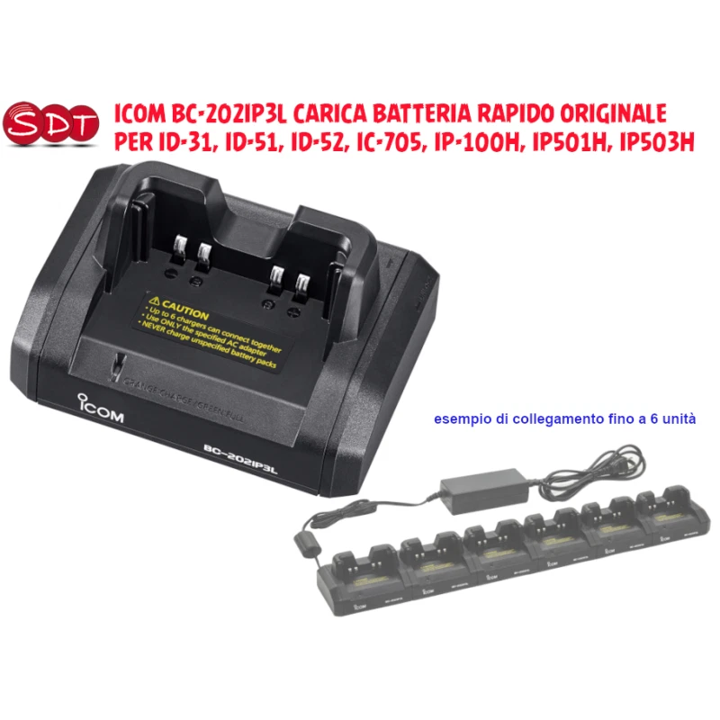 ICOM BC-202IP3L CARICABATTERIE RAPIDO DA TAVOLO PER ID-52 / IC-705 / IP-100