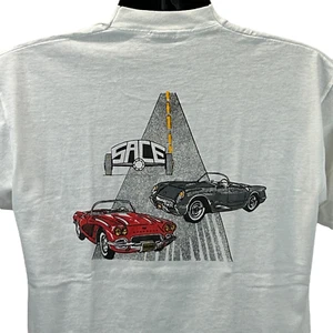 Vintage 80s Straight Axle Corvette Enthusiast T-Shirt Herren L Large weiß C1 SACE - Bild 1 von 10