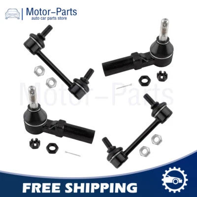 4pcs Front Outer Tie Rod Ends + Rear Sway Bar Links for Saturn SC 1991-1992 - Image 1 of 4