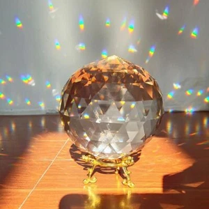 Transparent Crystal Ball Prism Window Rainbow Making Polyhedron Ball Ornaments - Picture 1 of 9