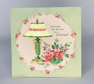 Vintage 1940s Greeting Card for Friend Made in USA 1946 5.25" x 5.25" - Picture 1 of 3