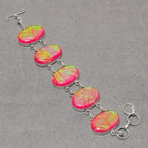 Pink Australian Triplet Opal Oval Shape Gemstone Gift Jewelry Bracelet 8" SR 507 - Picture 1 of 7