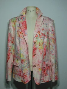 BARISAL Damen Sommer Blazer Jacke Blumen Muster Rosa Blau Gelb GR 42/44 - Bild 1 von 11