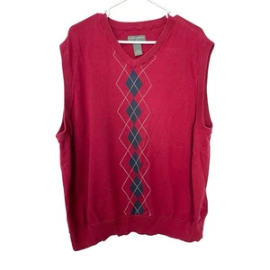 Saddlebred Sweater Vest Men's XXL Argyle Pattern Maroon Blue Dad Wear Preppy - Picture 1 of 8