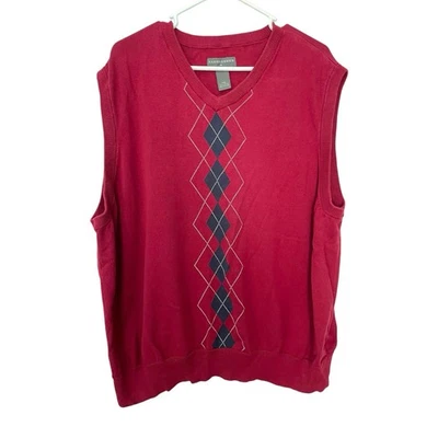 Saddlebred Sweater Vest Men's XXL Argyle Pattern Maroon Blue Dad Wear Preppy - Image 1 of 4