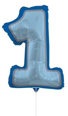 XL 30" Blue Number 1 Air Filled Balloon Birthday Party Supplies - Image 1 of 3