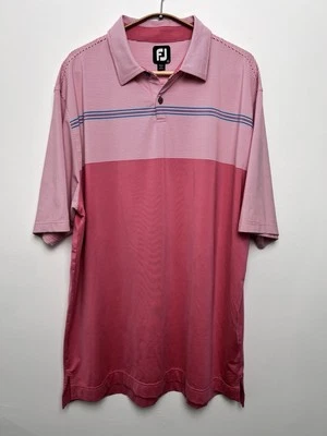 FootJoy Polo Shirt Mens XL Pink Athletic Fit Striped Preppy Golf No Course Logo - Image 1 of 4