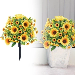 Artificial Sun Flowers Ball Bush Wedding Backyard Porch Faux Greenery Shrub - Picture 1 of 7