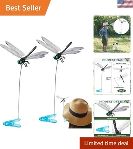 2Pcs Dragonfly Clips, 3D Simulation Hat Clip, Garden Decor for Outdoor Use - Picture 1 of 9