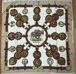 Authentic HERMES Scarf Cloth Fashion Carre90 Cuivreries Silk100% 90cm×90cm 10K - Picture 1 of 6