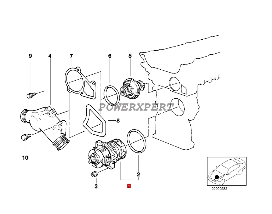 Bomba de agua de refrigeración del motor Gates OEM con sello para BMW 325i 330i 525i 528i M3 2.5 Foto 1 de 4