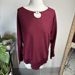 GNW Women’s ~XL** ~ Burgundy Red Sweater Metal Rings - Picture 1 of 14