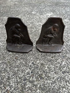 Vintage 1929  “THE THINKER” Bookends. Cast Steel. COPR Stamped! - Picture 1 of 13
