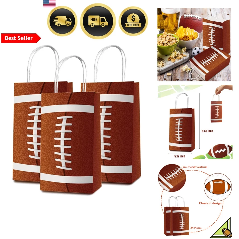 Paquete de 24 bolsas de regalo de fútbol con asa temática deportiva para fiestas Foto 1 de 4