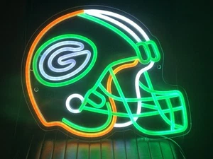 Green Bay Packers Helmet LED Neon Sign 15”x11” Lamp Light Man Cave Beer Pub - Picture 1 of 1
