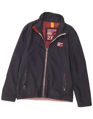 SUPERDRY Mens Windbreaker Jacket UK 44 2XL Navy Blue Nylon ZP07 - Image 1 of 3