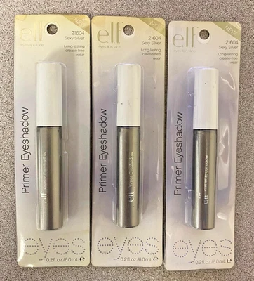 LOT OF 3 PCS ELF PRIMER EYESHADOW #21604 SEXY SILVER LONG-LASTING 0.2 fl oz EACH - Image 1 of 4