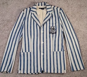 Squisita giacca blazer Ralph Lauren Sport a righe blu taglia 10 splendida - Foto 1 di 11