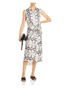 AQUA Womens Sleeveless Collared Midi Wear To Work Shirt Dress - Picture 1 of 6