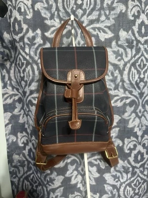 Mini mochila Burberry London rara vintage de cuero a cuadros azul Foto 1 de 4