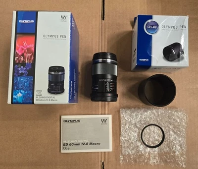 Olympus OM System M.Zuiko Digital ED 60mm f/2.8 Macro Lens w LH-49 Sliding hood - Image 1 of 4