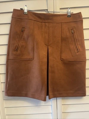 Falda LOFT Outlet Para Mujer Marrón Imitación Gamuza Plisada Cremallera Bolsillo Talla 12 Foto 1 de 4
