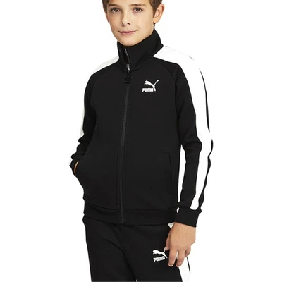 PUMA Iconic T7 Full Zip Track Jacket Youth Boys Black Casual Athletic Outerwear - Image 1 of 4