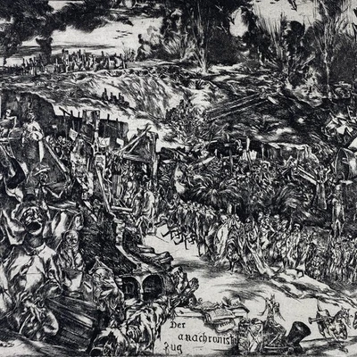 Radierung "Der anachronistische Zug" v. Heinz Zander (1939 Wolfen -2024 Leipzig) - Bild 1 von 4